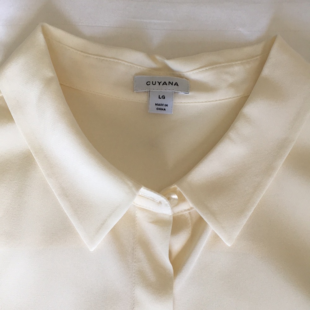 NWOT Cuyana Cream Silk Button-down Shirt, Size Large